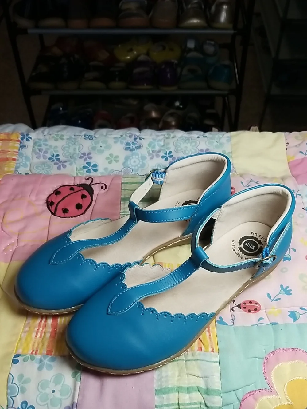 Livie & Luca Teal T-Strap Scalloped Dress Shoes HTF Size 2 Youth Big Kid